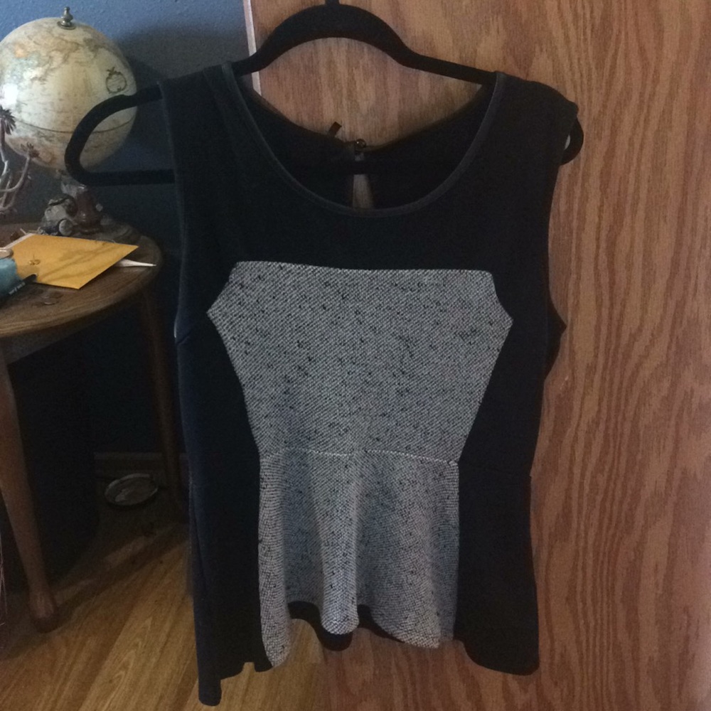 Grey and black peplum top